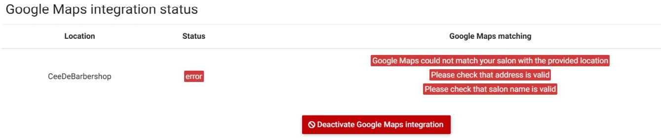 Échec de l'intégration Google Maps
