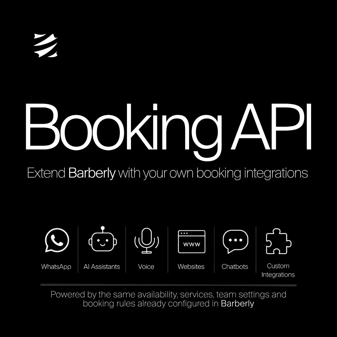 Barberly Booking API pour WhatsApp, assistants IA, voix, sites, chatbots et intégrations sur mesure