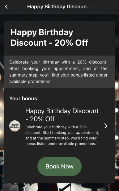 Détails du bonus d'anniversaire