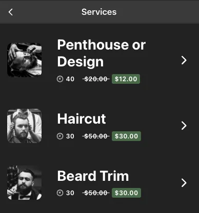 Prestations du barbershop avec remise